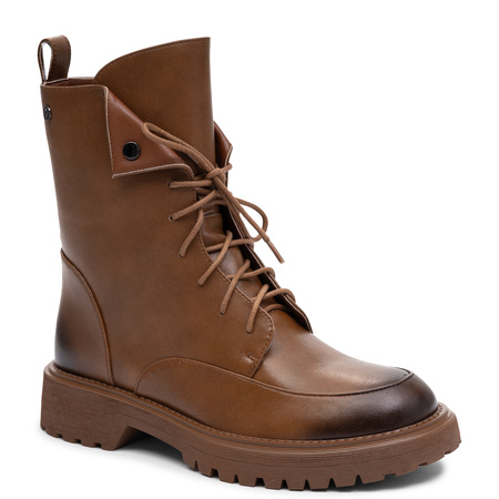 Maciejka Leather Lace-Up Boots With Zipper Cognac K7749-29/00-7