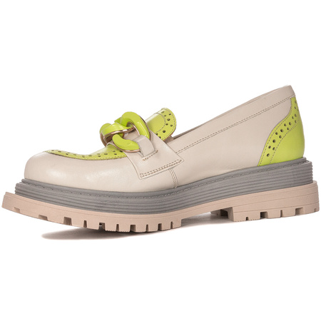 Maciejka Women's Beige + Pistachio Flat Shoes