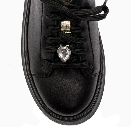Maciejka Women's Black Genuine Leather Platform Sneakers 06191-01/00-8
