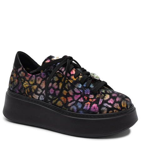 Maciejka Leather Sneakers on the Platform, Panther Print, Multicolor 6191W-06/00-8