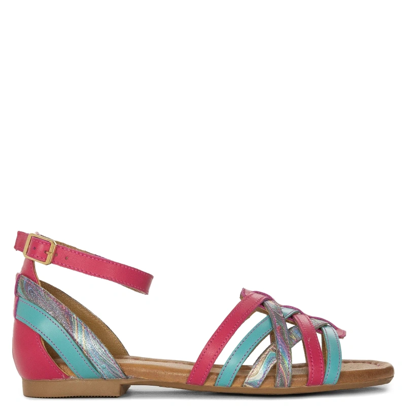 Maciejka Leather Colorful Flat Sandals Metallic Multicolor 06974-39/00-1