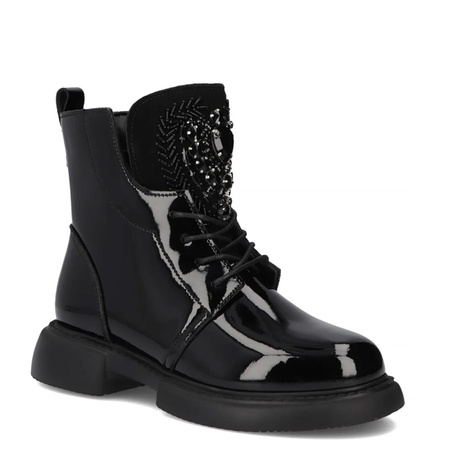 Filippo Women's Patent Leather Ankle Boots, Black