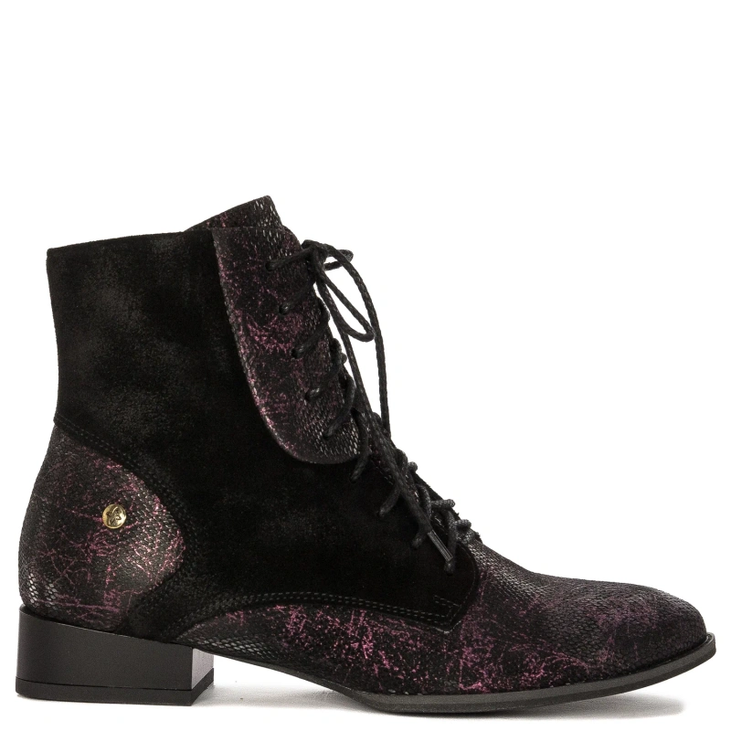 Maciejka Black and Burgundy Leather women's Boots 6193A-01/00-8
