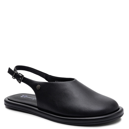 Maciejka Półbuty Skórzane Slingback Odkryta Pięta Czarny K7513-01/00-1