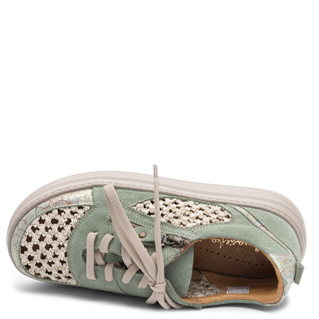 Maciejka Leather Sneakers With Openwork Weave Green 07317-24/00-1