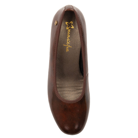 Maciejka Leather Lacquered Pumps Low Block Heel Bordeaux P7224-23/00-7