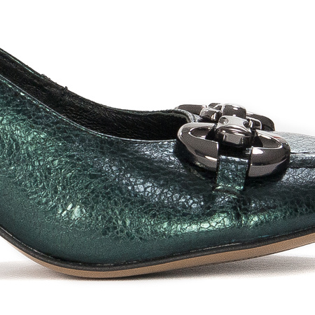 Women's Green Leather Pumps 06244-09/00-1