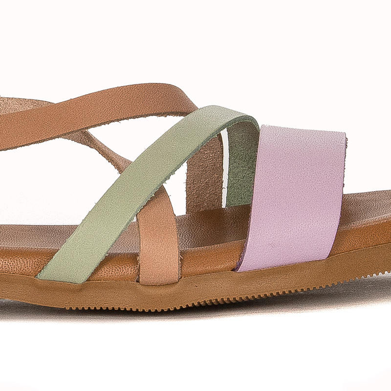 Maciejka beige leather women's flat sandals