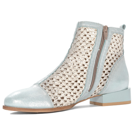 Maciejka ankle boots perforated leather side zip light blue 06397-34/00-1