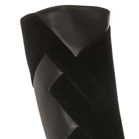 Maciejka Knee-High Boots Leather Patchwork Insulated Black 05784-01/00-8