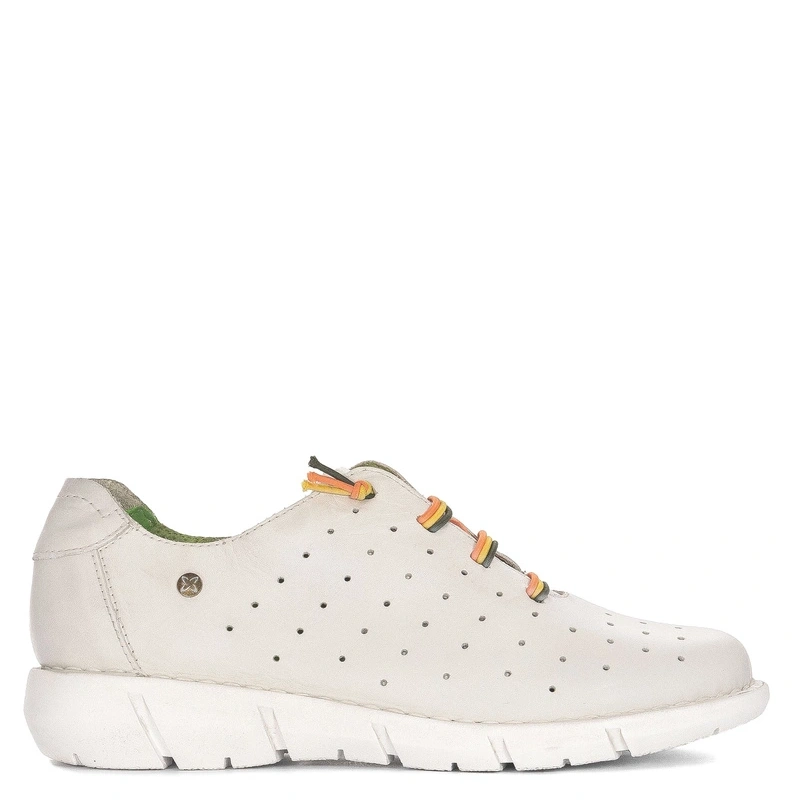Maciejka Leather Perforated Lightweight Shoes With Colorful Laces White P6811-11-00-1