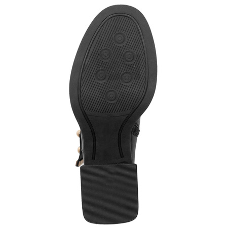 Maciejka Botki Skórzane Klocek Zamek Czarne K7183-01/00-8