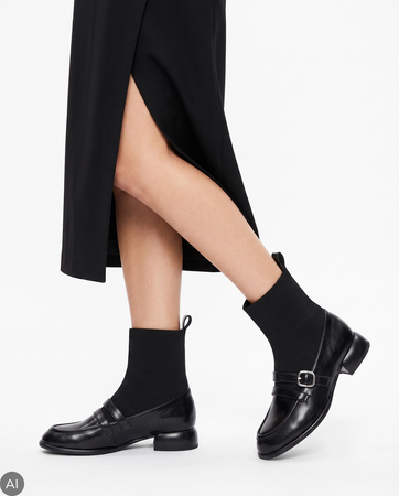 Maciejka Leather Sock Ankle Boots Black K7766-01/00-7