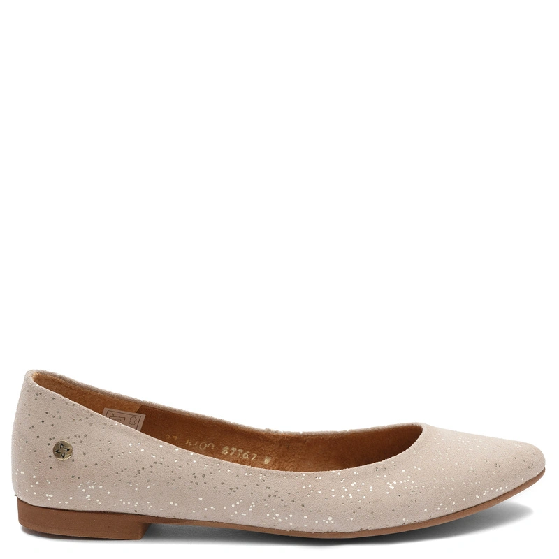 Maciejka Leather Shimmering Pointed Toe Ballerinas Beige 4100W-06/00-8