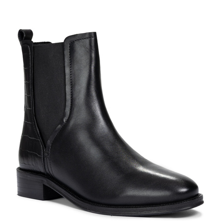 Maciejka Chelsea Leather Ankle Boots Croc-Embossed Heel Black H7173-01/00-7