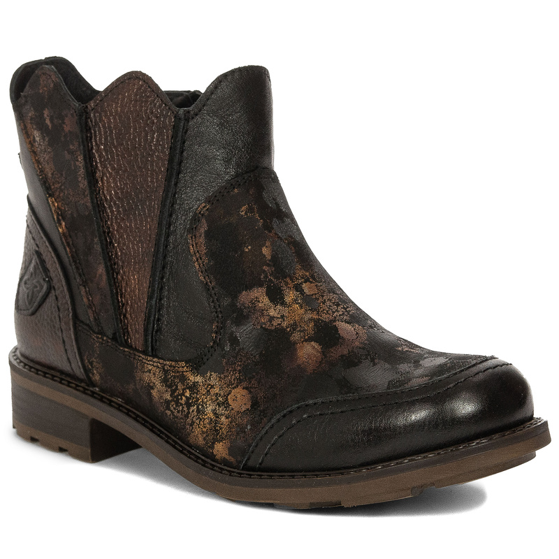 Maciejka Leather Flat Patterned Ankle Boots Brown 07006-02/00-8