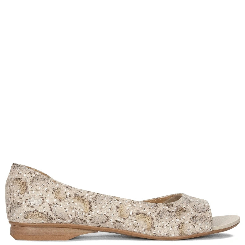 Maciejka Beige and Gold Snake Flat Shoes 