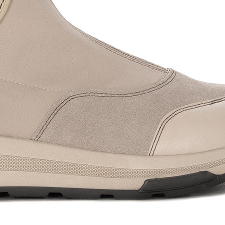 Maciejka Craftsmanship Leather-Textile Ankle Boots Front-Zip Light Beige 06297-22/00-8