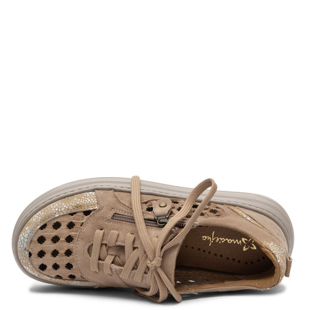 Maciejka Leather Perforated Platform Sneakers Beige 07317-04/00-1