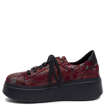 Maciejka Skórzane Sneakersy Na Platformie Bordowe 6191W-14/00-8
