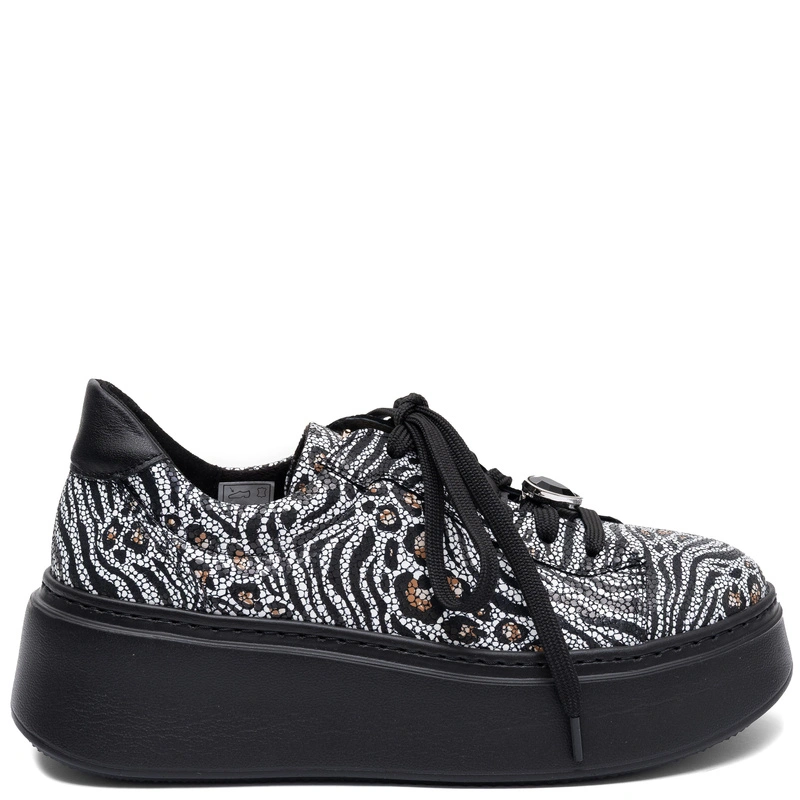 Maciejka Women's Genuine Leather Platform Sneakers White And Black 6191W-25/00-8