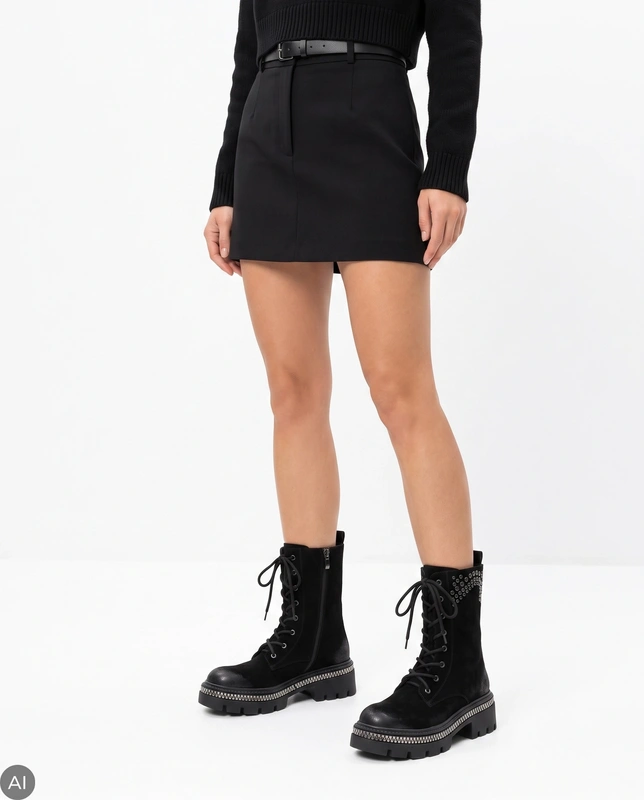 Maciejka Leather Women's Ankle Boots With Studs Insulated Black K7808-01/00-7