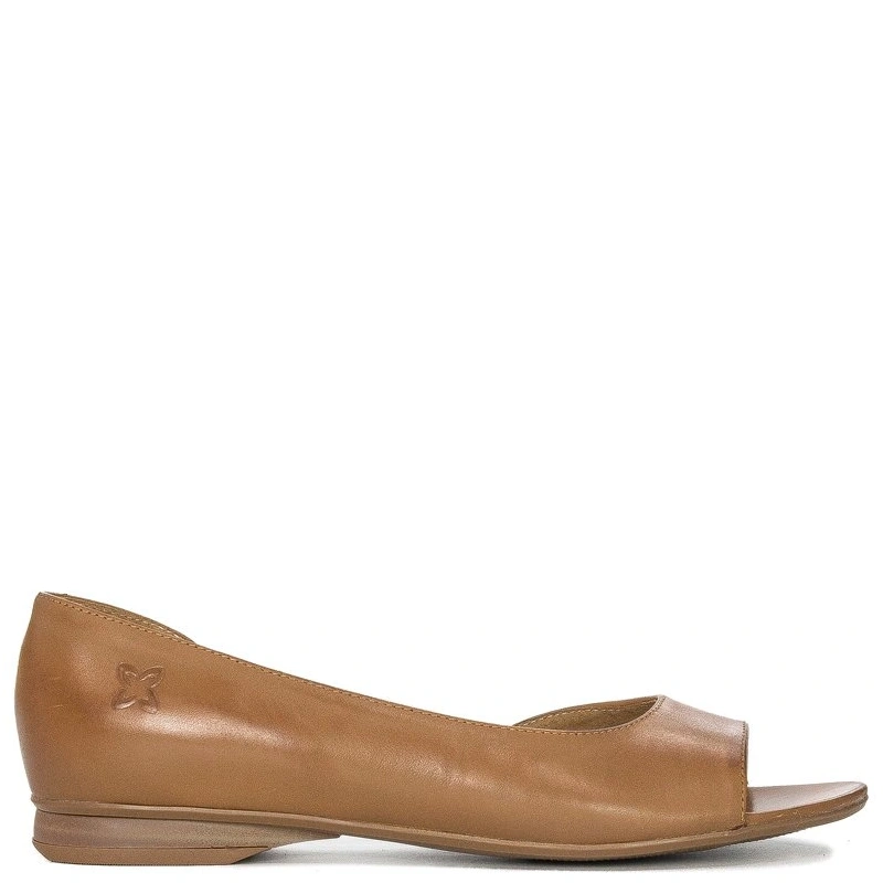 Maciejka Leather Peep-Toe Flats Low Heel Rust 00554-44/00-5