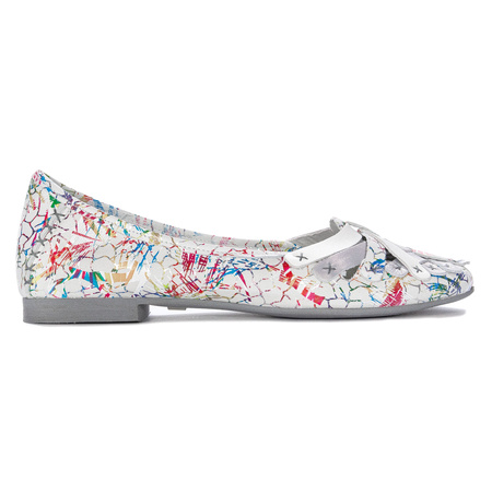 Maciejka Baleriny Damskie Skórzane Białe