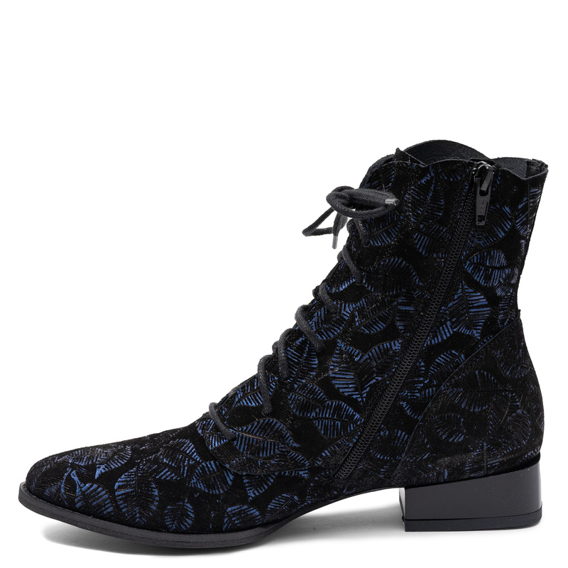 Maciejka Women's Patterned Leather Lace-up Boots Black Navy 6391W-02/00-1