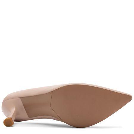 Maciejka Czółenka Skórzane Szpiczasty Nosek Kitten Heel Beżowe K7527-28/00-1