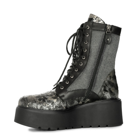 Maciejka Women's Leather Ankle Boots on a Platform Gray