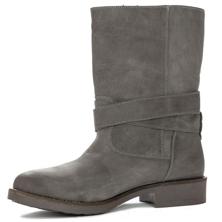 Maciejka Gray women's leather Knee-high Boots
