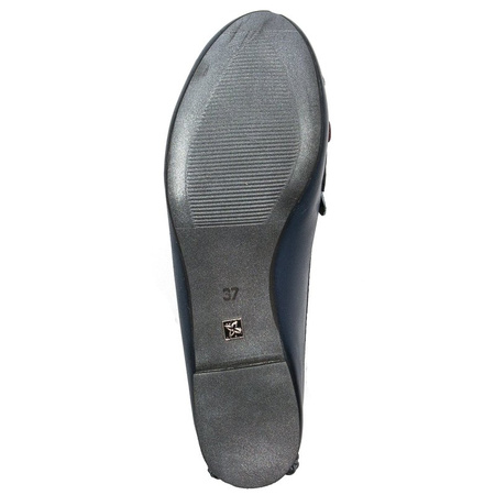 Maciejka Leather Ballet Flats Interlaced Detailing Flat Heel Navy 01358-27/00-0