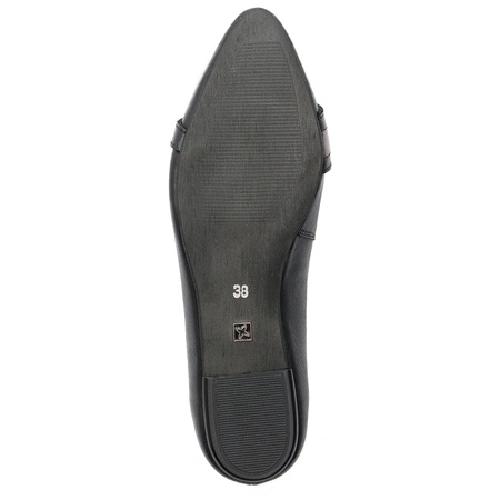 Maciejka Genuine Leather Ballerinas With Almond Toe and Gold Buckle Black 05934-01/00-1