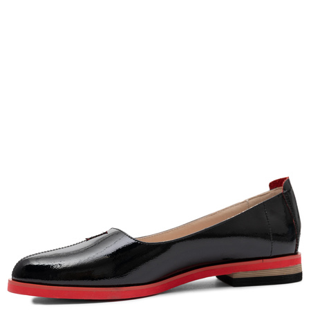 Maciejka Leather Patent Ballerinas Red Sole Black K7463-01/00-1