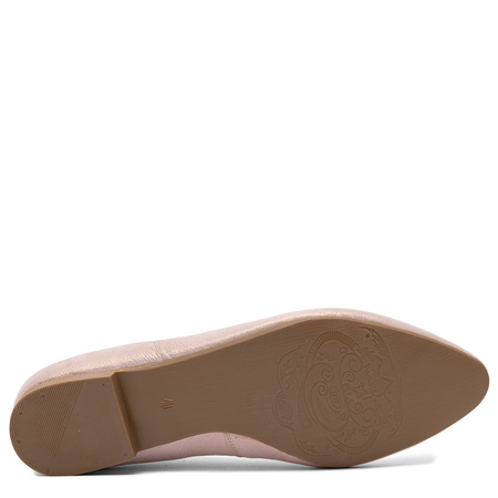 Maciejka Leather Ballerina Flats Pearly Finish Almond Toe Pink 00873-66/00-5