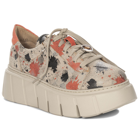Maciejka leather low shoes artistic print platform multicolor 06891-18/00-8