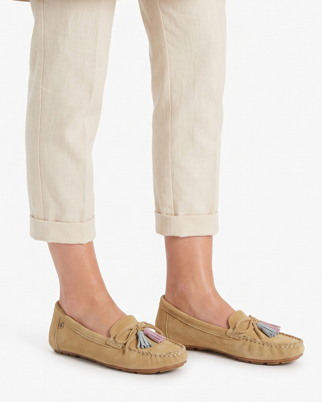 Maciejka Comfortable Suede Women Moccasins Loafers Yellow PR767-07/00-1