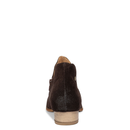 Maciejka Craftsmanship Asymmetric Suede Ankle Boots Low Heel Chocolate Brown 04091-79/00-5