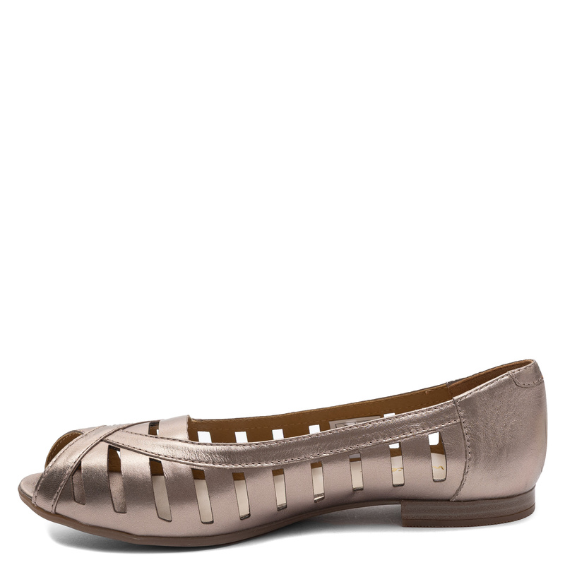 Maciejka Skórzane Baleriny Ażurowe Peep-Toe Złoty P7540-25/00-1