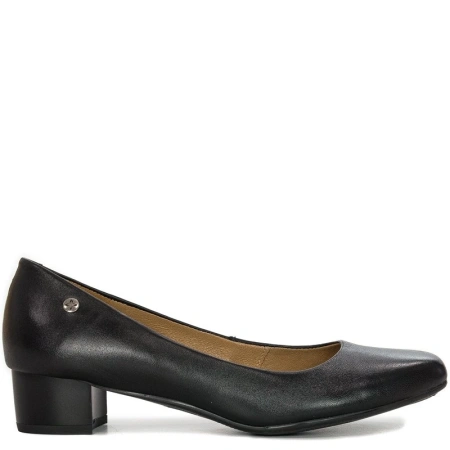 Maciejka Leather Court Shoes Contoured Insole Low Block Heel Black 03330-20/00-1