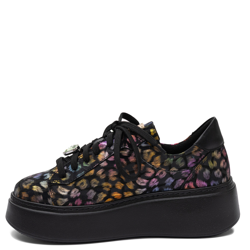 Maciejka Leather Sneakers on the Platform, Panther Print, Multicolor 6191W-06/00-8