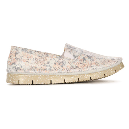 Maciejka Półbuty Damskie Skórzane Pastelowe Kwiaty