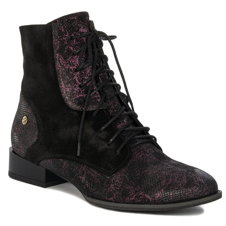 Maciejka Black and Burgundy Leather women's Boots 6193A-01/00-8