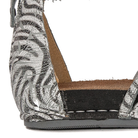 Maciejka Women's natural leather White + Grey sandals