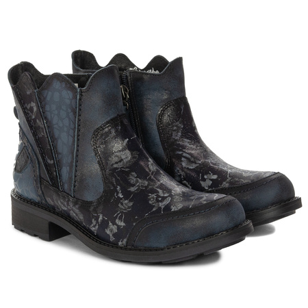 Maciejka Crafted Leather Ankle Boots Flat Heel Navy 07006-06/00-8