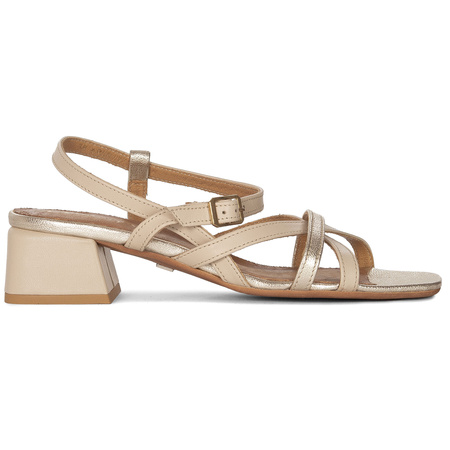 Maciejka Women's High Heel Leather Sandals Gold Beige