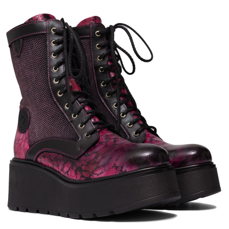 Maciejka Women's Leather Platform Ankle Boots Pink