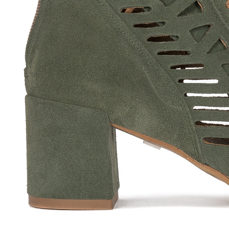 Maciejka Green Velor Lace-Up Boots