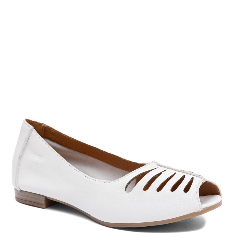 Maciejka Leather Cut-Out Flats Open Toe White P7541-11/00-1